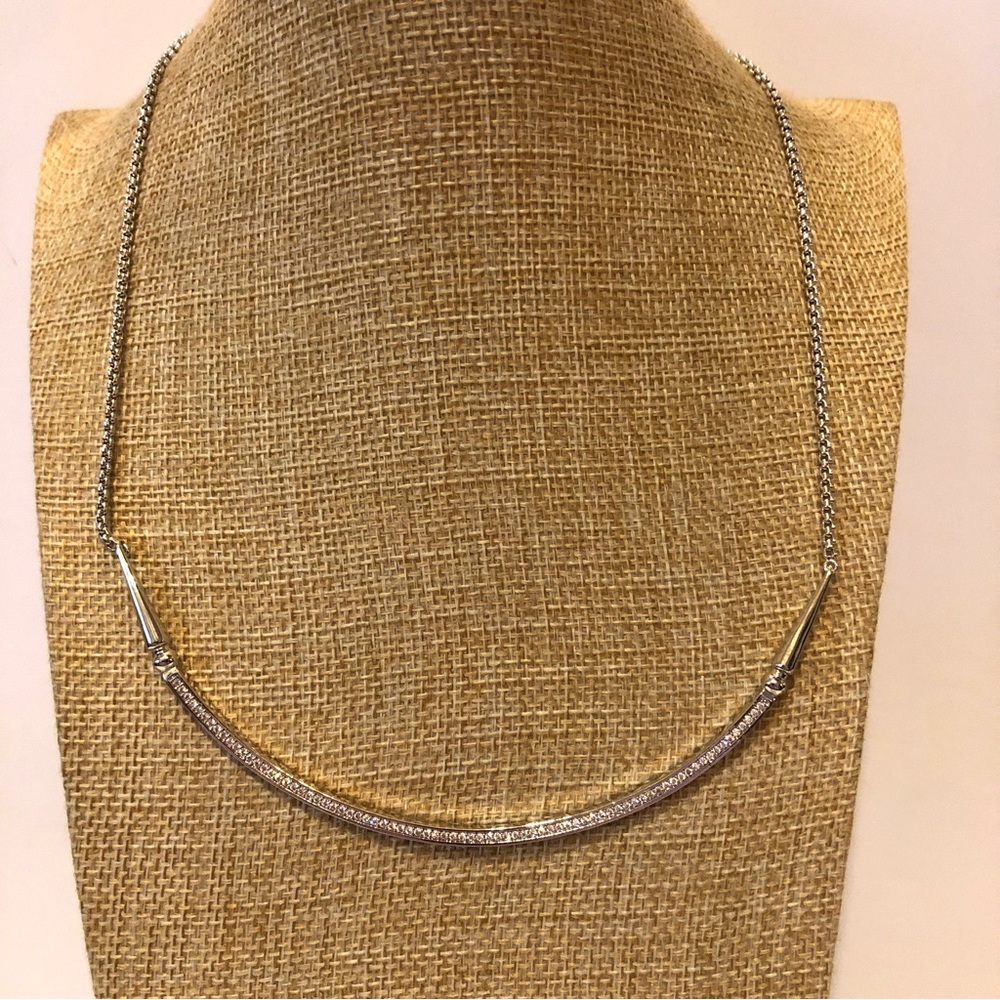 NWT Kendra Scott Silver & Pave Adjustable Scottie Choker Necklace- new dust bag